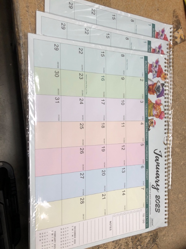 Photo 2 of BUNDLE OF 3- Calendar 2023-2024 - Wall Calendar 2023-2024 , January 2023 - June 2024, 14.7"×11.6", 18 Monthly Calendar with Ample Colorful Blank Blocks and Julian Dates, Perfect Calendar for Planning