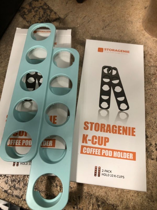 Photo 2 of 2 pk- STORAGENIE K Cup Holder - Coffee Pod Holder Side Storage for Small Counter Space - K Cup Organizer Compatible with Keurig Coffee Maker - Kcup Drawer Insert, 2Pack/Hold 10 Pods (Oasis Blue) 2Pack | For 10 K cups Oasis Blue