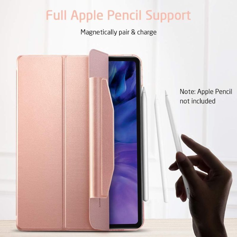 Photo 1 of SR Yippee Trifold Smart Case for iPad Pro 11 2020 with Screen Protector, [Auto Sleep/Wake] [Supports Pencil Wireless Charging], Lightweight Stand Case Cover with Clasp - Rose Gold