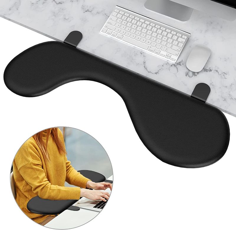 Photo 1 of Foldable Desk Extender Tray, Eulps Arm Rest for Desk, Ergonomic Forearm Leather Soft Armrest Support, Wrist & Elbow Pad for Home and Office, Easy Typing & Pain Relief