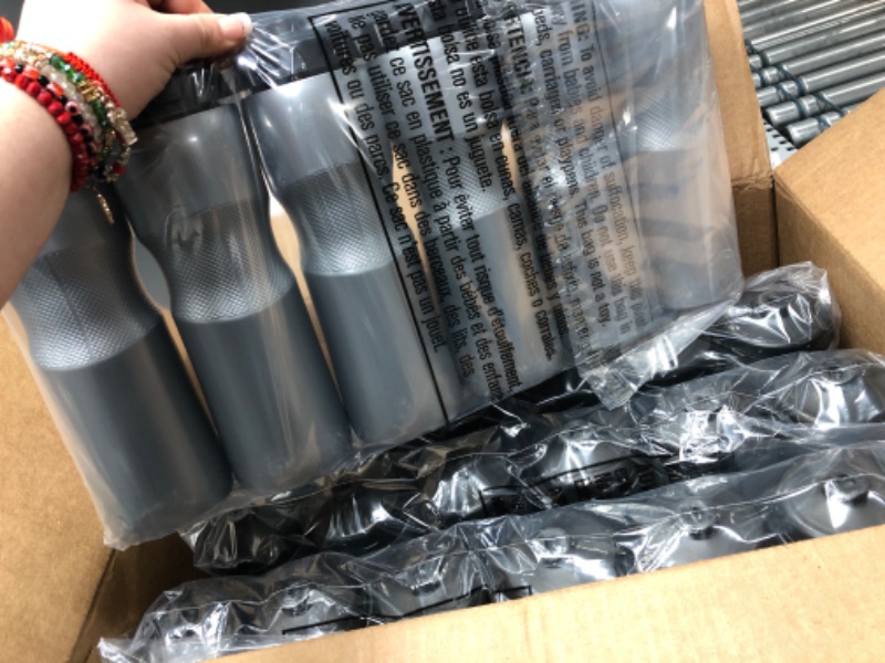 Photo 1 of 50 Strong Sports Squeeze Water Bottle with One-Way Valve - Bulk Pack of 24 Water Bottles - Leak Proof - 28 ounces - Made in USA - Perfect for Teams, Company Events, Party Favors (Silver)