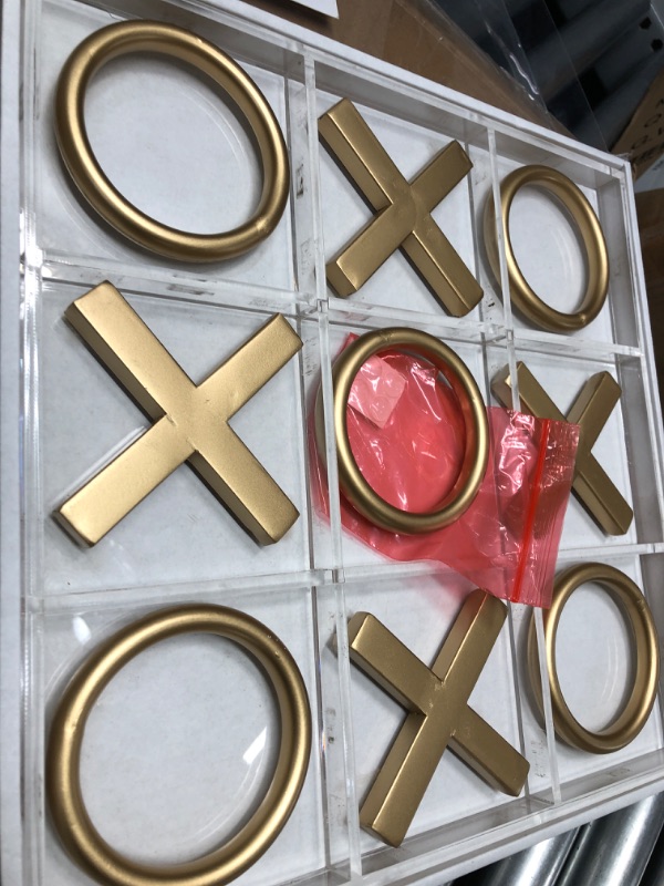Photo 2 of  Tic Tac Toe Board Game Set for Coffee Table Decor, Gold
