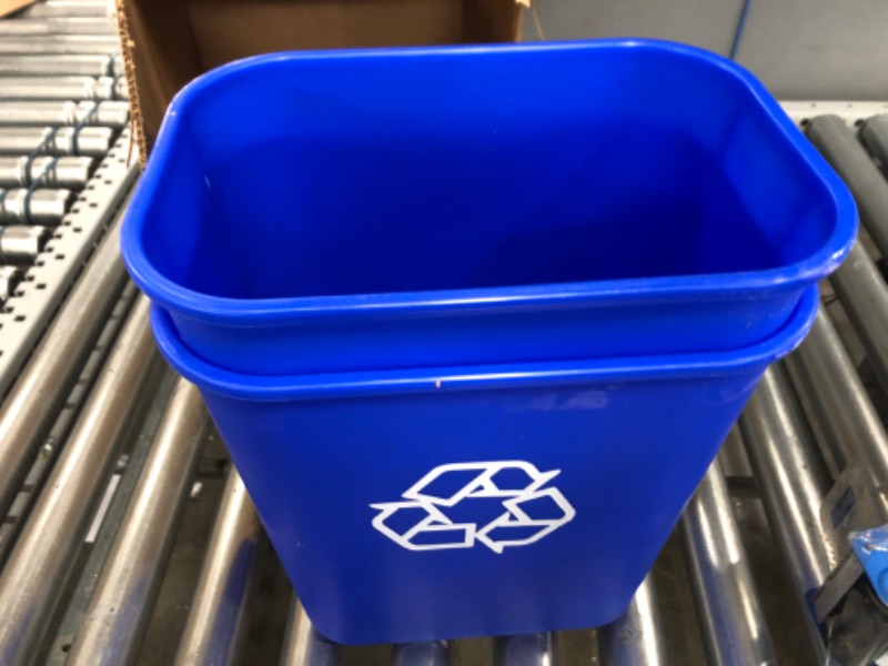 Photo 3 of AmazonCommercial 3 Gallon Commercial Office Wastebasket, Blue w/Recycle Logo, 2-Pack BLUE 3 GALLON 2 pack