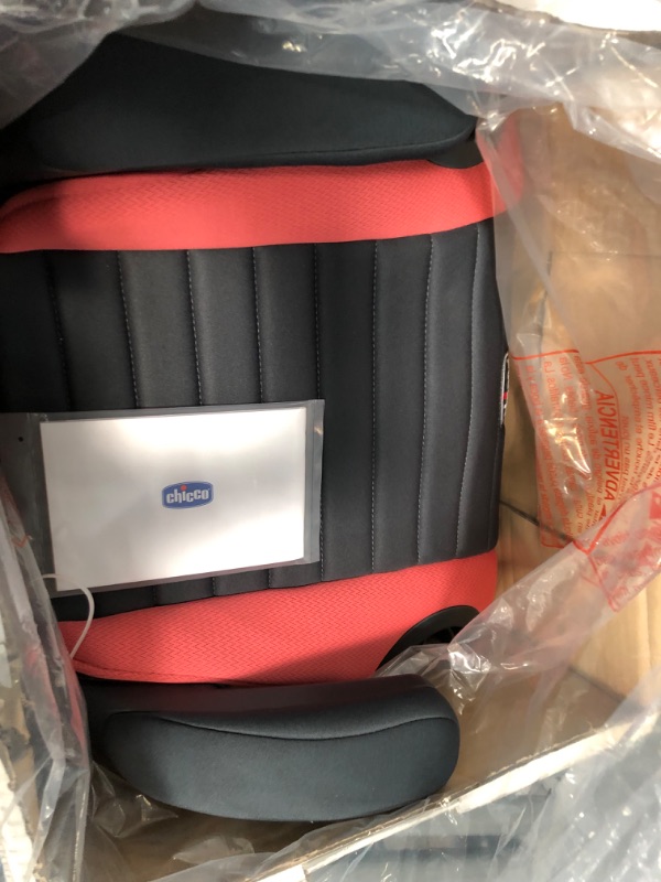 Photo 4 of Chicco GoFit Backless Booster Car Seat, Travel Booster Seat for Car, Portable Car Booster Seat for Children 40-110 lbs. | Coral/Orange Coral GoFit