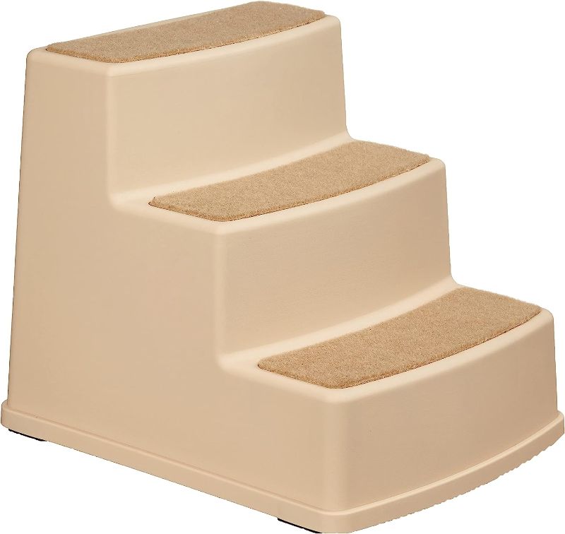 Photo 1 of Amazon Basics 3 Step Non Slip Pet Stairs for Dogs and Cats, Tan
