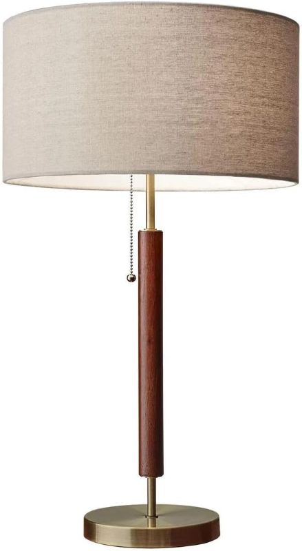 Photo 1 of Adesso 3376-15 Hamilton Table Lamp, 26.25 in, 100W Incandescent/26W CFL, Walnut Eucalyptus Wood/Antique Brass, 1 Modern Lamp
