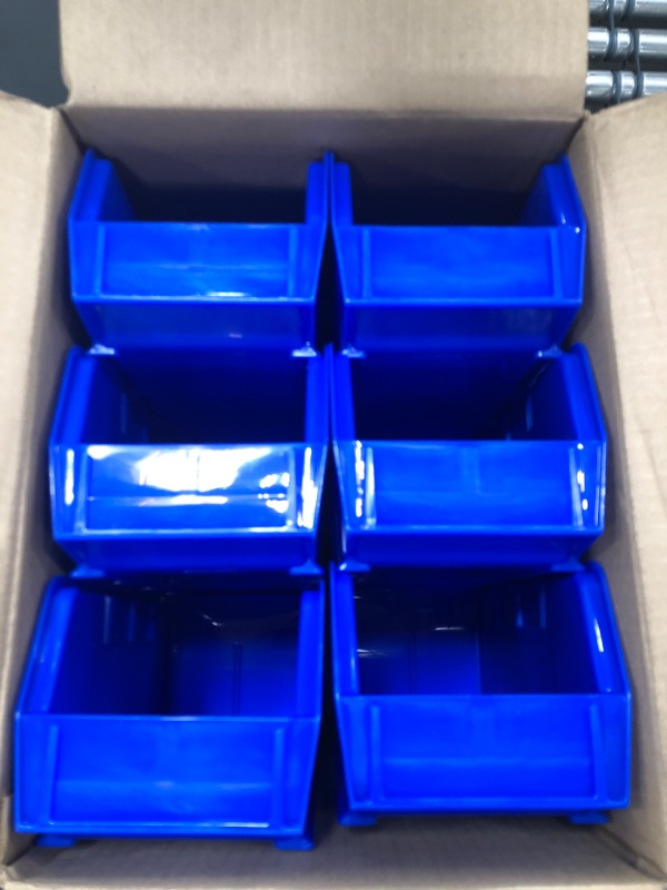 Photo 2 of Akro-Mils 30210 AkroBins Plastic Hanging Stackable Storage Organizer Bin, 5-Inch x 4-Inch x 3-Inch, Blue, 24-Pack
