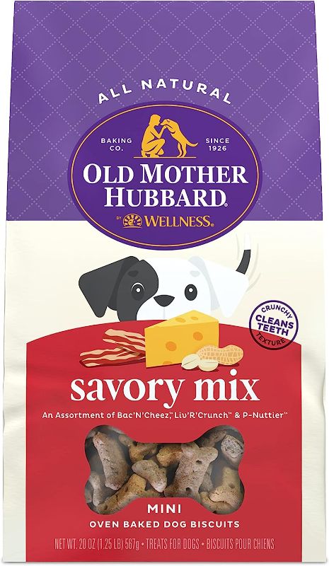 Photo 1 of **BBD: 1/15/2024Old Mother Hubbard by Wellness Classic Savory Mix Natural Dog Treats, Crunchy Oven-Baked Biscuits, Ideal for Training, Mini Size, 20 ounce bag
