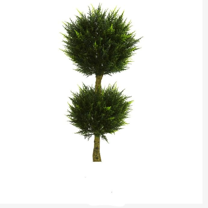 Photo 2 of **USED** MISSING POT** 
Nearly Natural 5392 Double Ball Cypress Topiary UV Resistant Tree, 4-Feet, Green