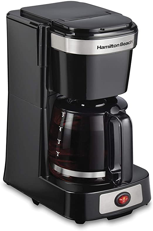 Photo 1 of Hamilton Beach 5 Cup Compact Drip Coffee Maker, Works with Smart Plugs, Glass Carafe, Auto Pause and Pour, Black & Stainless Steel