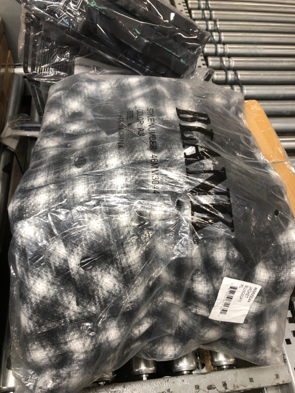 Photo 1 of [BLANKNYC] Mens Men's Hooded Plaid Shirt Jacket in Billingsgate, Comfortable & Designer Clothing X-Large Black/White