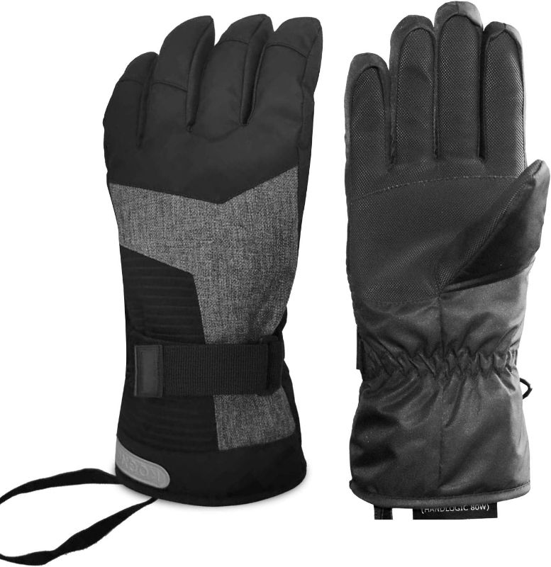 Photo 1 of KOGNGU Ski Gloves Warm Snow Gloves Waterproof Insulated 3M Thermal Cotton for Cold Weather Suitable for Men and Women(Black&Grey)
