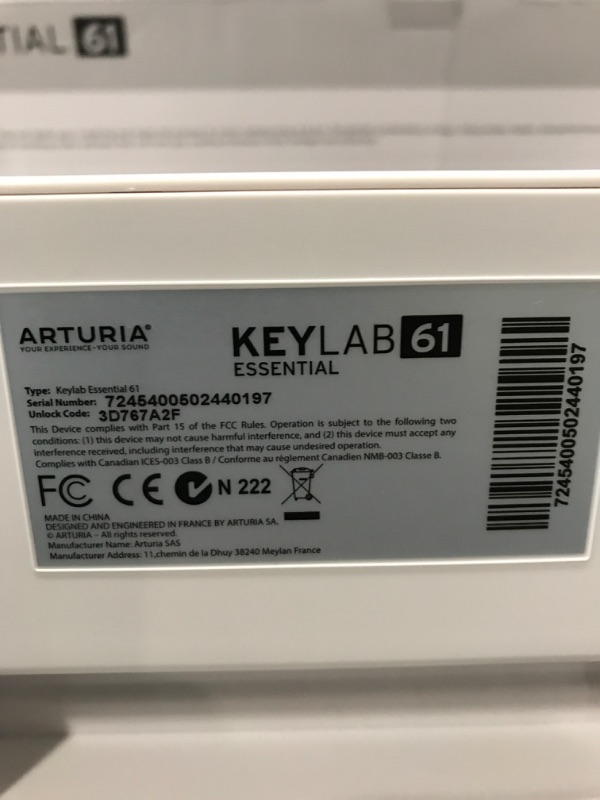 Photo 3 of "MISSING POWER CABLE" Arturia KeyLab Essential 61 MIDI Keyboard Controller White