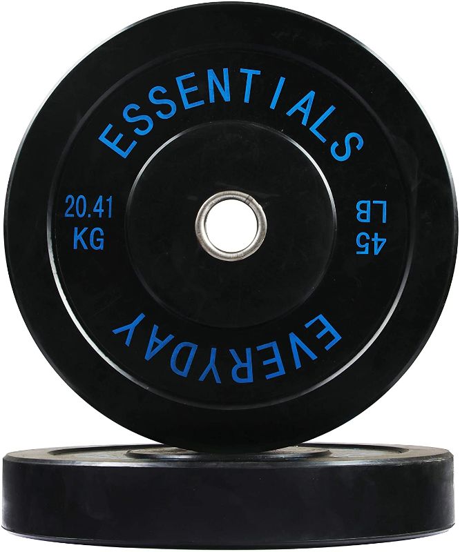 Photo 1 of **ONE ONLY**
BalanceFrom Everyday Essentials Color Coded Olympic Bumper Plate Weight Plate with Steel Hub, Pairs or Sets Black Set: 45 lb weights