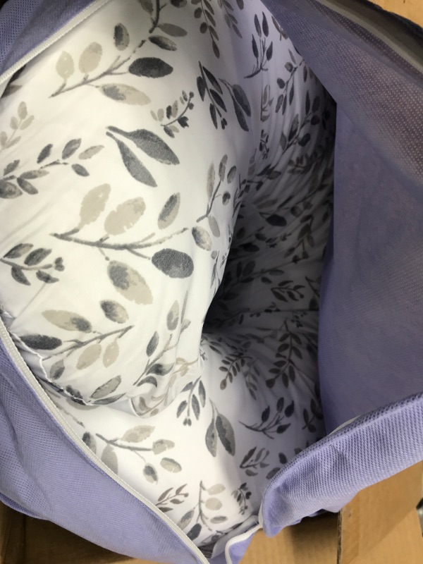 Photo 3 of Boppy Nursing Pillow and Positioner—Original | Gray Taupe Watercolor Leaves | Breastfeeding, Bottle Feeding, Baby Support | with Removable Cotton Blend Cover | Awake-Time Support