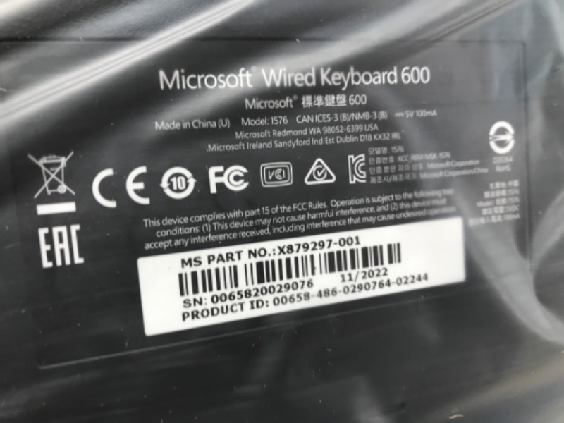 Photo 3 of Microsoft 3J2-00001 Wired Desktop 600 for Business - Wired Keyboard and Mouse Combo. Spill Resistant Design.