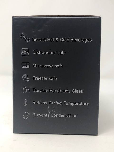 Photo 1 of JECOBI LUXURY 10 OZ DOUBLE WALL INSULATED GLASS SET OF 2 HOT OR COLD DISHWASHER MICROWAVE FREEZER SAFE LIGHT AND DURABLE NEW IN BOX $25

