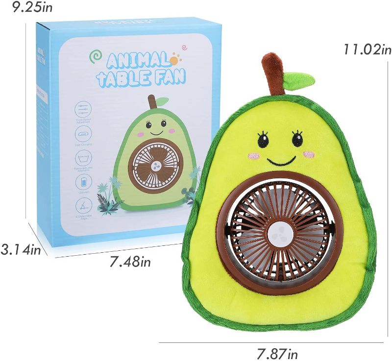 Photo 1 of AVOCADO 3 BLADE FAN 3 TO 6 HOUR BATTERY USB RECHARGABLE 3 SPEEDS ROTATES 45 DEGRESS AND FAN IS ABLE TO COME OUT OF PLUSH AVOCADO NEW $10.99
