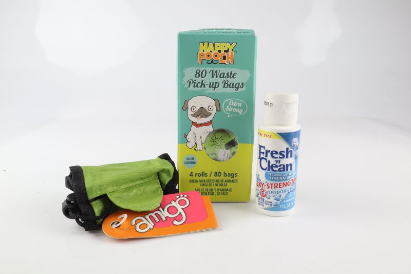 Photo 1 of AMIGO PET SET 1 BOX OF4 ROLLS / 80 WASTE BAGS IN TOTAL 1 BAG CARRIER AND 1 DEODORIZER NEW $35.95