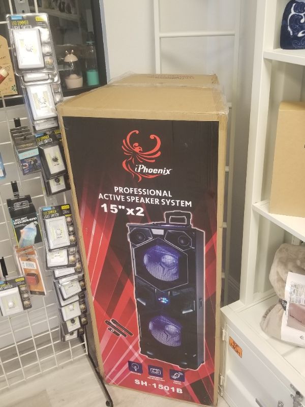 Photo 3 of SH-1501B KARAOKE MACHINE WIRELESS BT SPEAKER TWS PARING FM SCAN INPUT FOR DEVICES LED RECTION 2 MICROPHONES SOUND CONTROL SETTINGS 83LB NEW $800