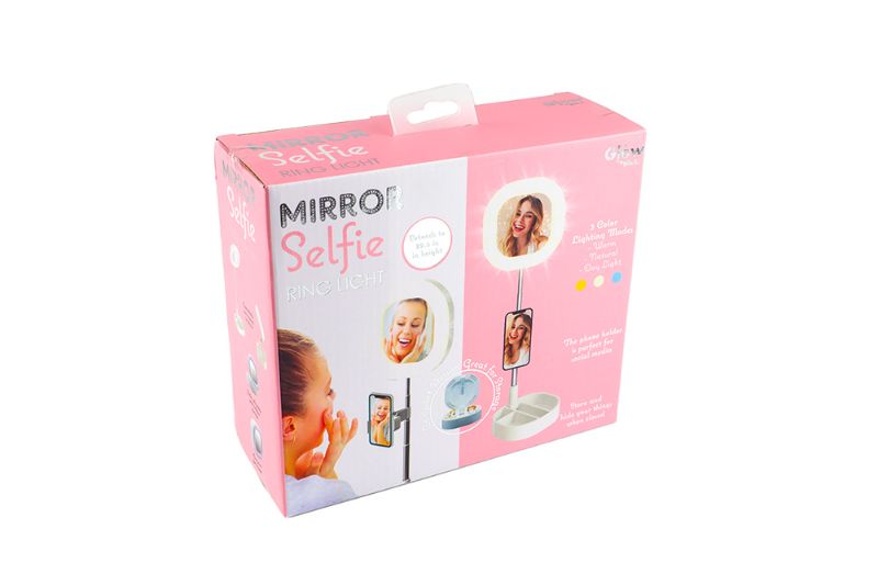 Photo 1 of MIRROR SELFIE RING LIGHT WITH PHONE HOLDER AND STORAGE 3 LIGHTING MODES USB POWERED EXTENDS UP TO 22.5 INCHES FOLDABLE OR TAVEL NEW $69.99