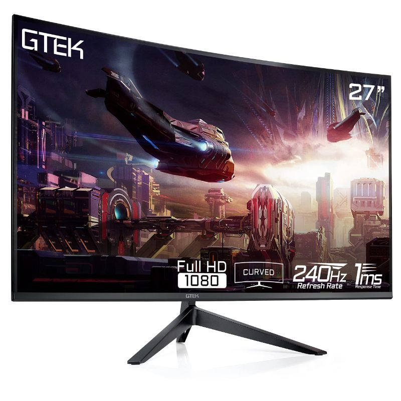 Photo 1 of GTEK 240Hz Gaming Monitor, 27 Inch Frameless Display Full HD 1920 x 1080P, Curved 1800R, VA 1ms MPRT, FreeSync, Speakers, DisplayPort/HDMI, VESA - F2740C