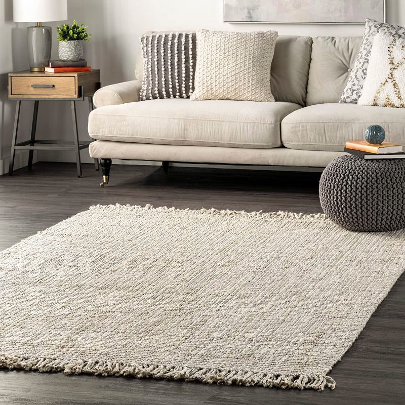 Photo 1 of 
nuLOOM Daniela Farmhouse Chunky Jute Area Rug, 6' x 9', Off-white