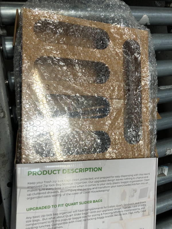 Photo 1 of *CRACKED/SEE PICS**  Ziplock Bag Organizer for Drawer with SIX Slots for Gallon, Quart, Sandwich, Snack PLUS Quart Slider Bags and Extra Dispenser 