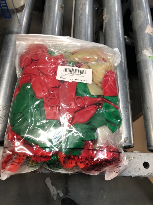 Photo 2 of 189 Pieces Christmas Balloons Garland Kit, Red and Green Latex Balloons Confetti Balloons, Balloon Tie Tools, Balloon Strip Tape, Adhesive Dots, Balloon Clips and Balloons Ribbons