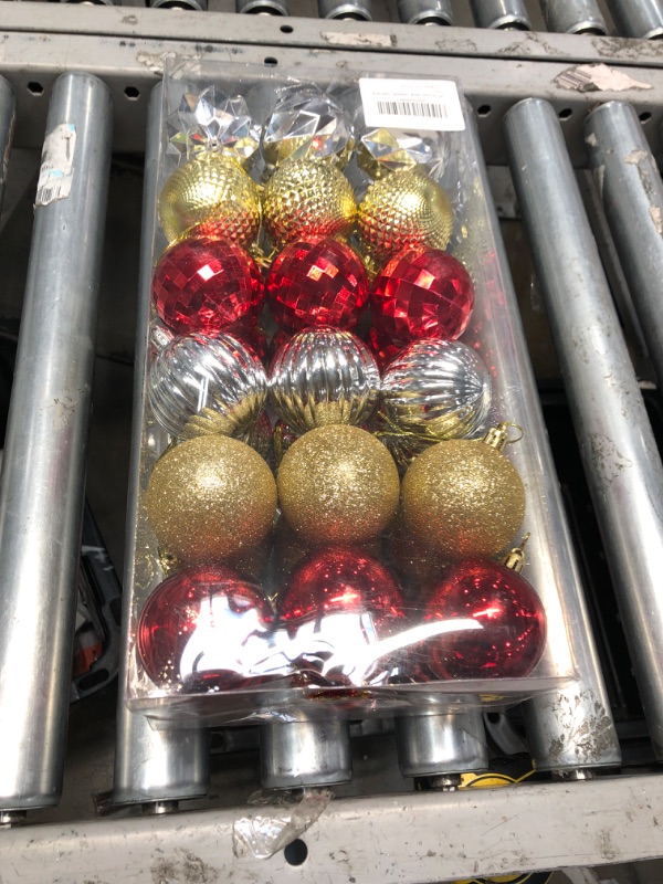 Photo 2 of 36Pcs Christmas Balls Ornaments for Christmas Tree Decorations- 2.36" Red Gold Silver Glitter Shatterproof Plastic Christmas Tree Ball Baubles Ornaments- Xmas Holiday New Year Party Hanging Ornaments