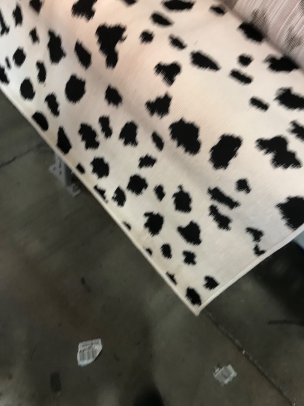 Photo 3 of **used, dirty**
8' 8" x 6' 7"  black & white spotted rug, view photos for detail!!!