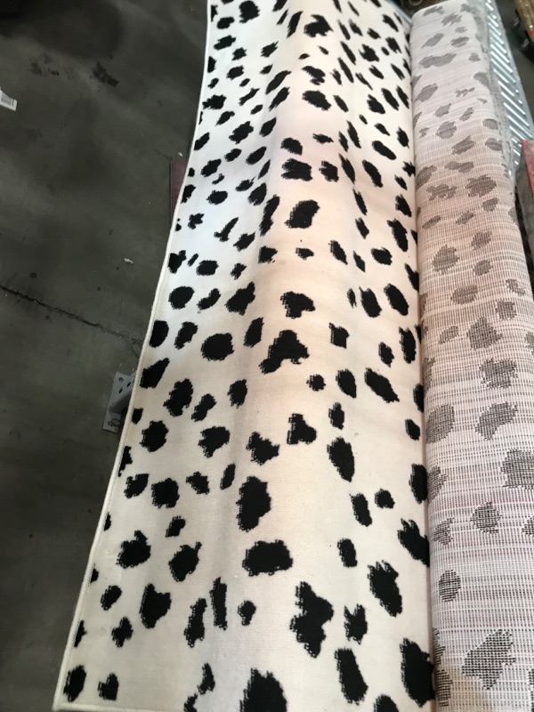 Photo 2 of **used, dirty**
8' 8" x 6' 7"  black & white spotted rug, view photos for detail!!!