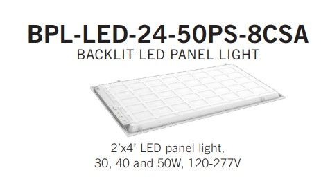 Photo 1 of 2’x4’ LED panel light, BPL-LED-24-50PS-8CSA BACKLIT LED PANEL LIGHT


