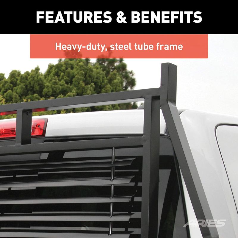 Photo 2 of ARIES 111000 Classic Heavy-Duty Black Steel Truck Headache Rack Cab Protector, Select Chevrolet, Ford, Dodge, GMC, Ram