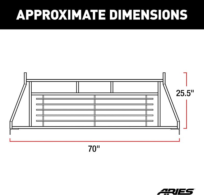 Photo 1 of ARIES 111000 Classic Heavy-Duty Black Steel Truck Headache Rack Cab Protector, Select Chevrolet, Ford, Dodge, GMC, Ram