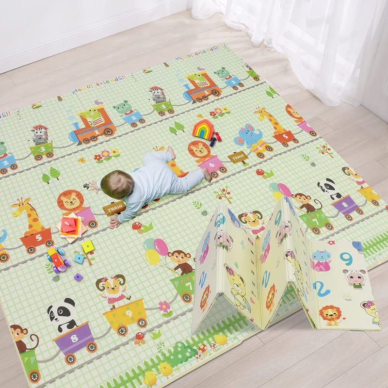 Photo 1 of Baby Play Mat, 71" x 79" Large Play Mat for Baby?Folding Play Mat for Floor, Waterproof & Reversible Kids Play Mat for Babies and Toddlers, Indoor & Outdoor Use