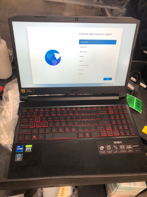 Photo 3 of Acer Nitro 5 AN515-57-79TD Gaming Laptop | Intel Core i7-11800H | NVIDIA GeForce RTX 3050 Ti Laptop GPU | 15.6" FHD 144Hz IPS Display | 8GB DDR4 | 512GB NVMe SSD | Killer Wi-Fi 6 | Backlit Keyboard
