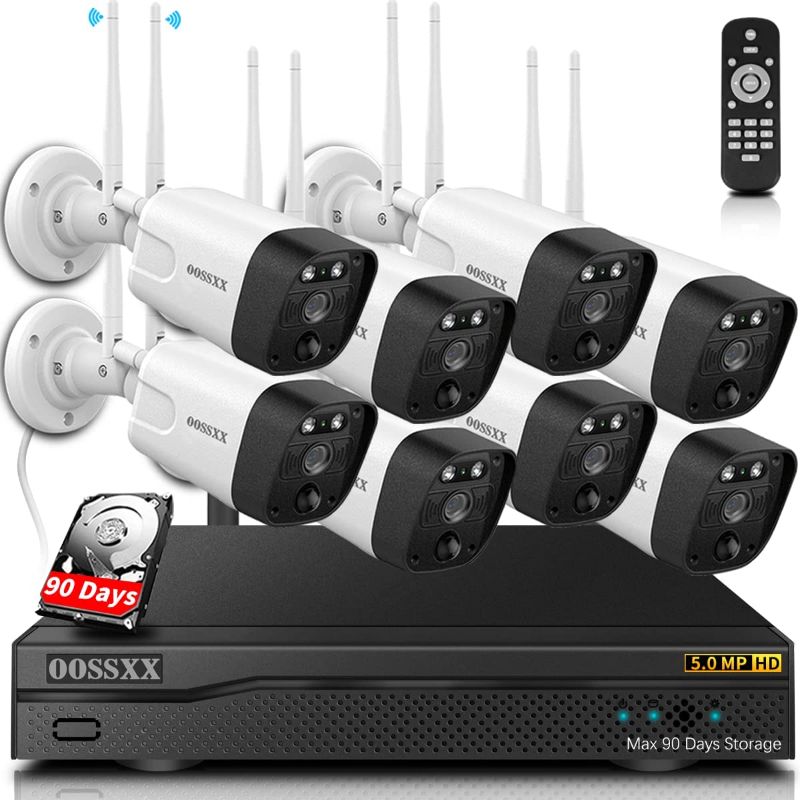 Photo 1 of {5.5MP & 2-Way Audio} 90 Days Storage Dual Antennas PIR Detection Outdoor Security Wireless Camera System 3K 5.0MP 1944P Wireless Surveillance Monitor NVR Kits with 6TB Hard Drive
