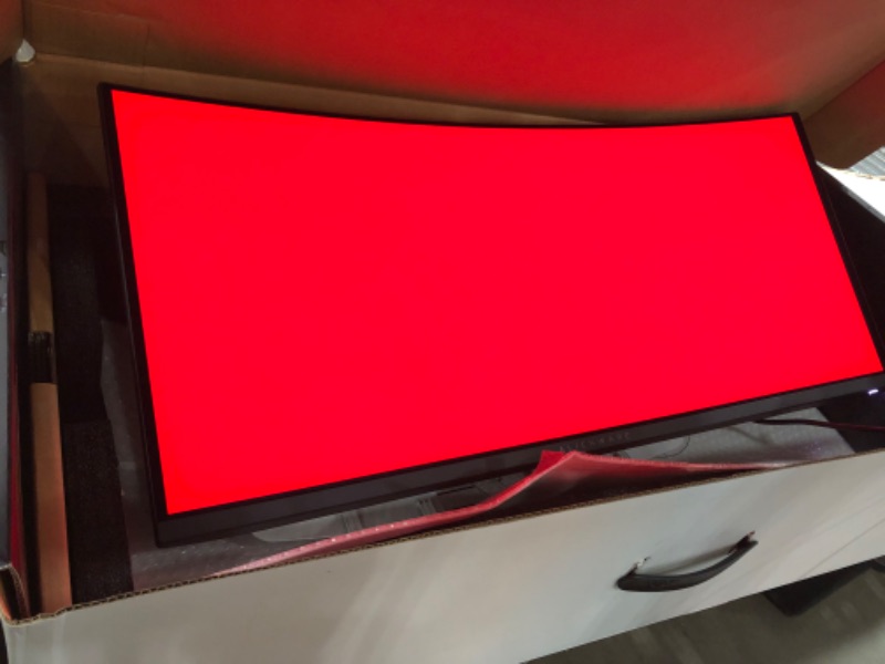 Photo 3 of ***MONITOR FLASHES COLOR SCREEN WHEN POWERED ON *****Alienware AW3423DW Gaming Monitor 34.2-Inch WQHD (3440x1440) Ms NVIDIA G-SYNC Curved, Adaptive Sync Technology, Adjustability - Height/Swivel/Tilt/Slant
