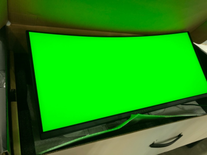 Photo 1 of ***MONITOR FLASHES COLOR SCREEN WHEN POWERED ON *****Alienware AW3423DW Gaming Monitor 34.2-Inch WQHD (3440x1440) Ms NVIDIA G-SYNC Curved, Adaptive Sync Technology, Adjustability - Height/Swivel/Tilt/Slant
