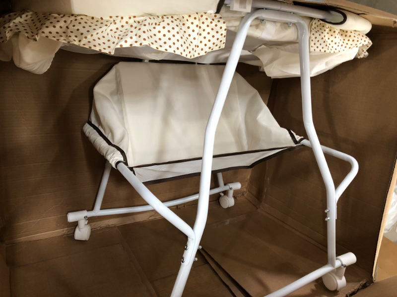 Photo 2 of Dream On Me Lacy Portable 2-in-1 Bassinet & Cradle in Cream, Lightweight Baby Bassinet with Storage Basket, Adjustable and Removable Canopy