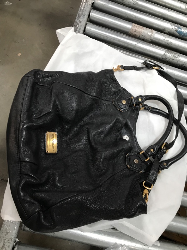 Photo 1 of Black Leather Marc Jacobs Crossbody Bag with Gold Detail
