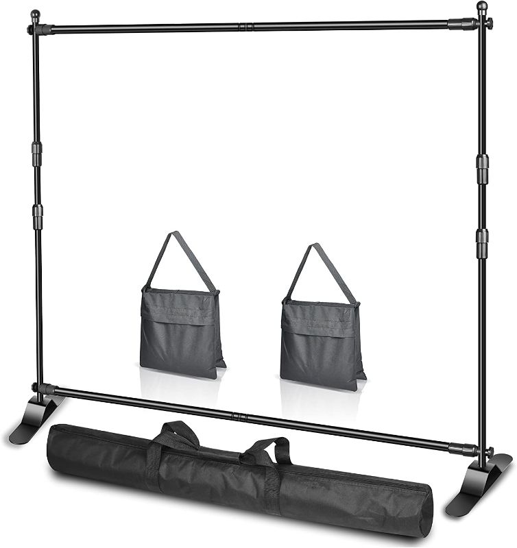 Photo 1 of **MINOR DAMAGE TO ONE RAIL** EMART 10 x 8ft (W X H) Photo Backdrop Banner Stand - Adjustable Telescopic Tube Trade Show Display Stand, Step and Repeat Frame Stand for Professional...
