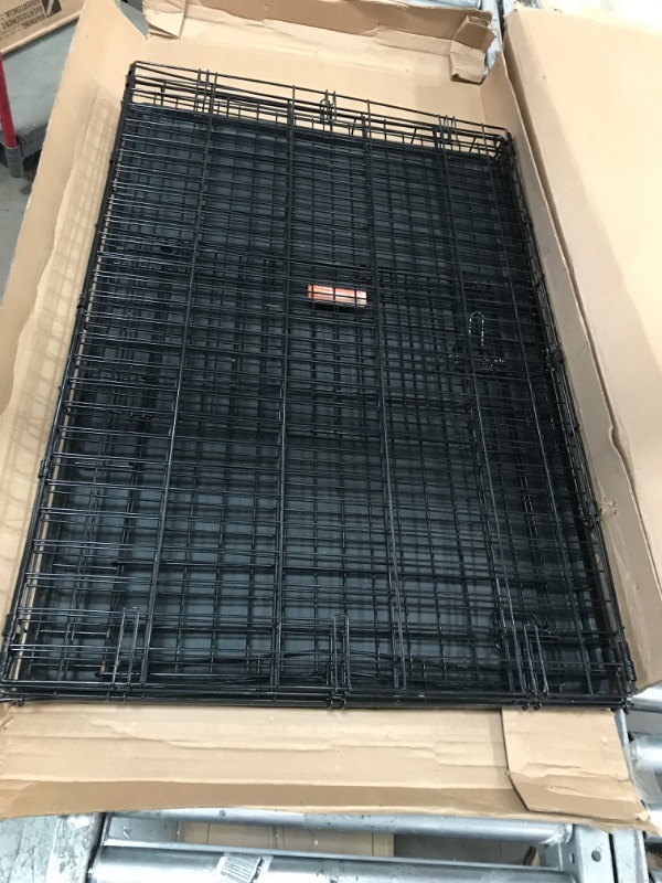 Photo 3 of **MINOR DAMAGE** MidWest Homes for Pets Newly Enhanced Single & Double Door New World Dog Crate, Includes Leak-Proof Pan, Floor Protecting Feet, & New Patented Features 48-Inch Double Door