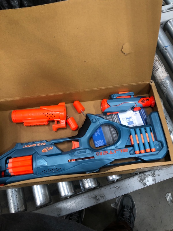 Photo 2 of NERF Elite 2.0 Eaglepoint RD-8 Blaster -- 8-Dart Drum, Detachable Scope and Barrel, 16 Official Elite Darts, Bolt Action Frustration-Free Packaging