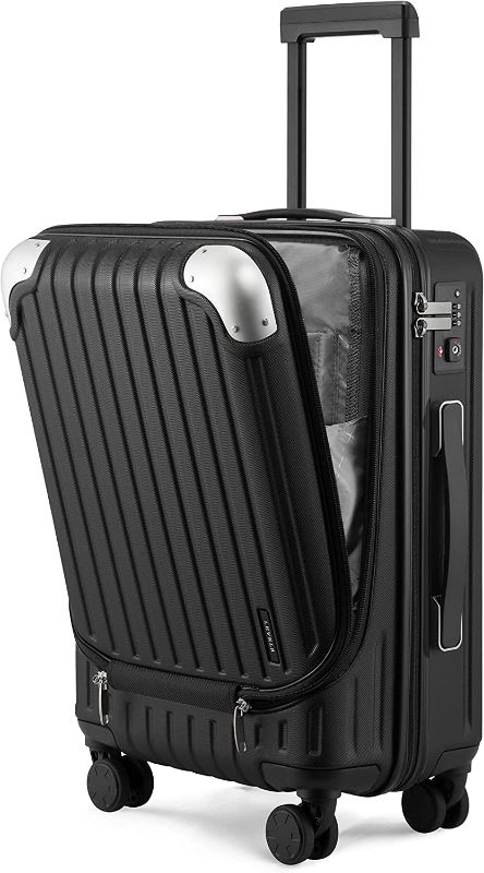 Photo 1 of LEVEL8 Grace Carry On Luggage, 20” Hardside Suitcase, ABS+PC Harshell Spinner Luggage with TSA Lock, Spinner Wheels - Black, 20-Inch Carry-On
