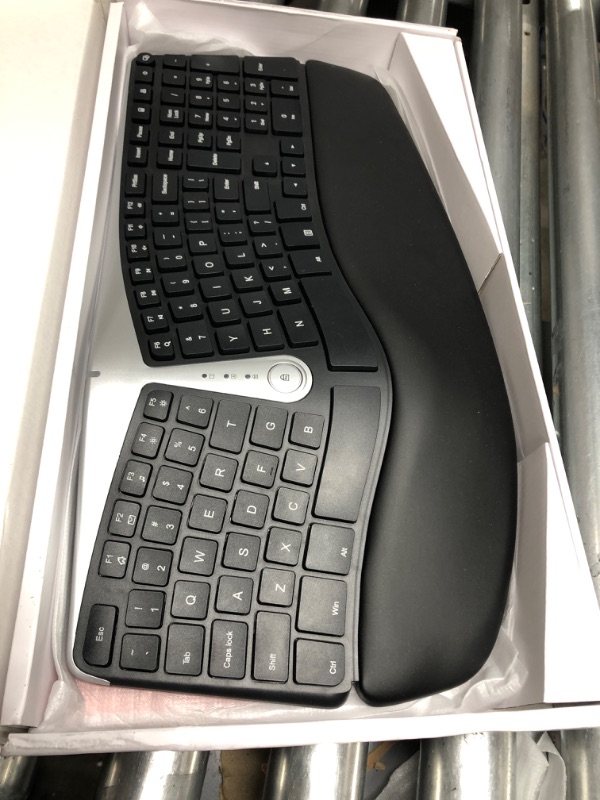 Photo 2 of Nulea Wireless Ergonomic Keyboard, 2.4G Split Keyboard with Cushioned Wrist and Palm Support, Arched Keyboard Design for Natural Typing, Compatible with Windows/Mac