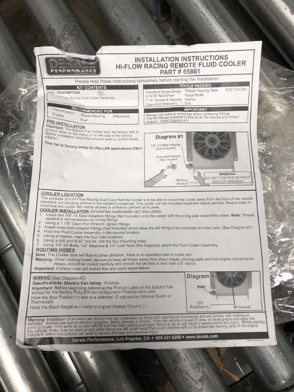 Photo 3 of Derale Fluid Cooler and Fan, 12-3/8 x 11-7/8 x 8-1/2 in, Tube Type, 7/8-14 in Female O-Ring Inlet Fitting, 7/8-14 in Female O-Ring Outlet Fitting, Universal, Each (65861)