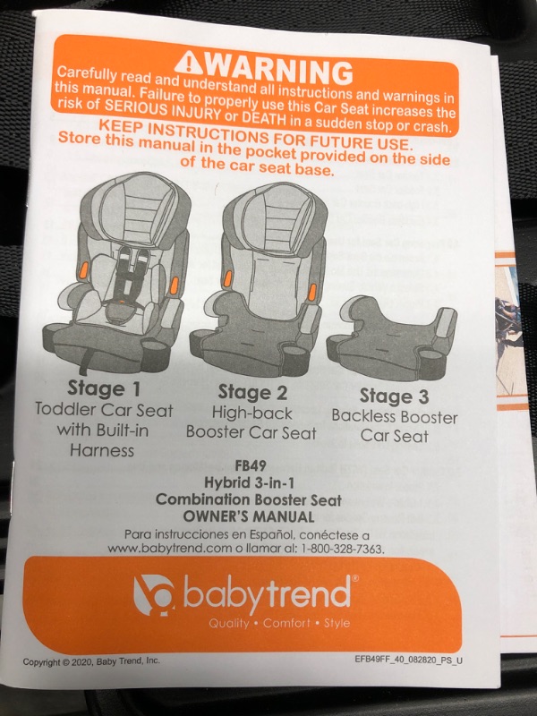 Photo 5 of Babytrend Hybrid 3-in-1 Combination Booster Seat Black