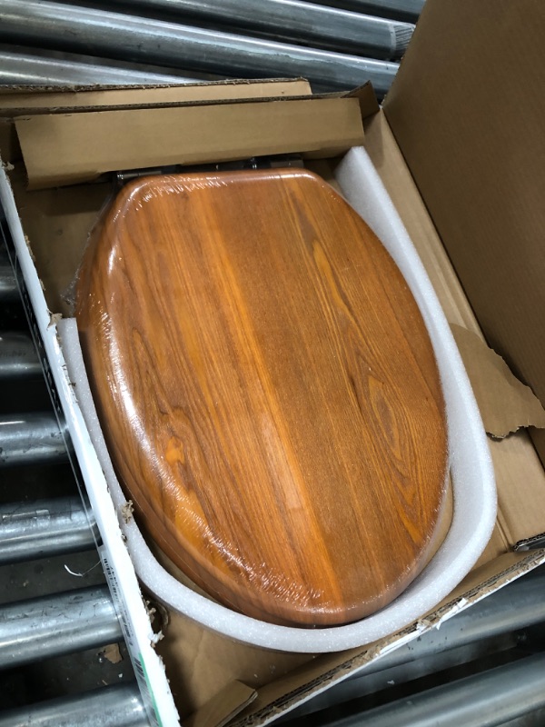 Photo 2 of Angel Shield Wood Toilet Seat Elongated with Soft Close,Easy Clean,Quick-Release Hinges(Elongated,Wood) Elongated-18.5" Wood